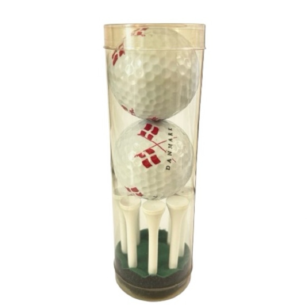 NWT Denmark/Danmark Flag Collectible Golf Ball and Tee Set.